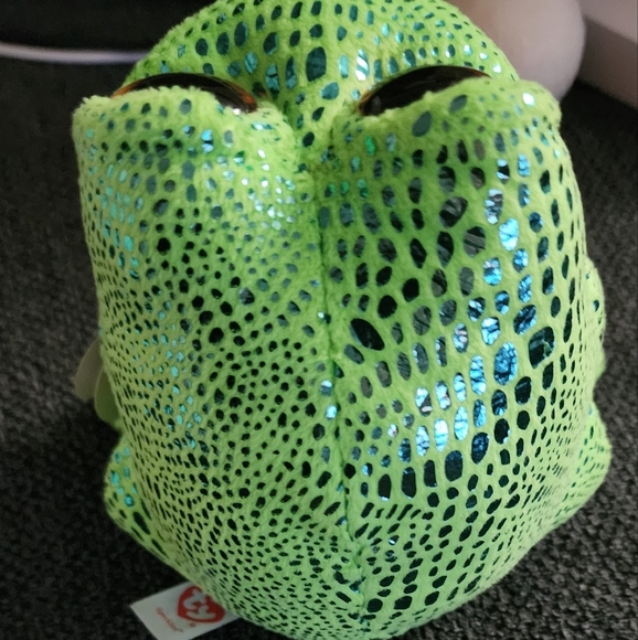 Ty Beanie Boo Speckles Green and Orange Frog Plush Toy - Picture 6 of 7